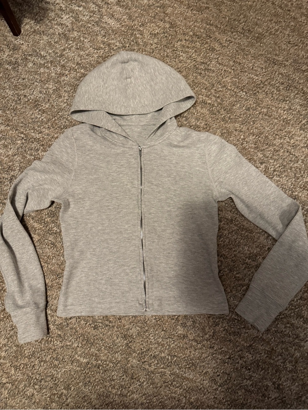 Vuori Women's Light Gray Waffle Zip Hoodie, size xs